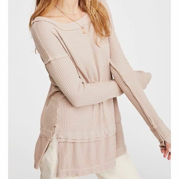 Free People Tops - Free People Tan Sand North Shore Thermal Top